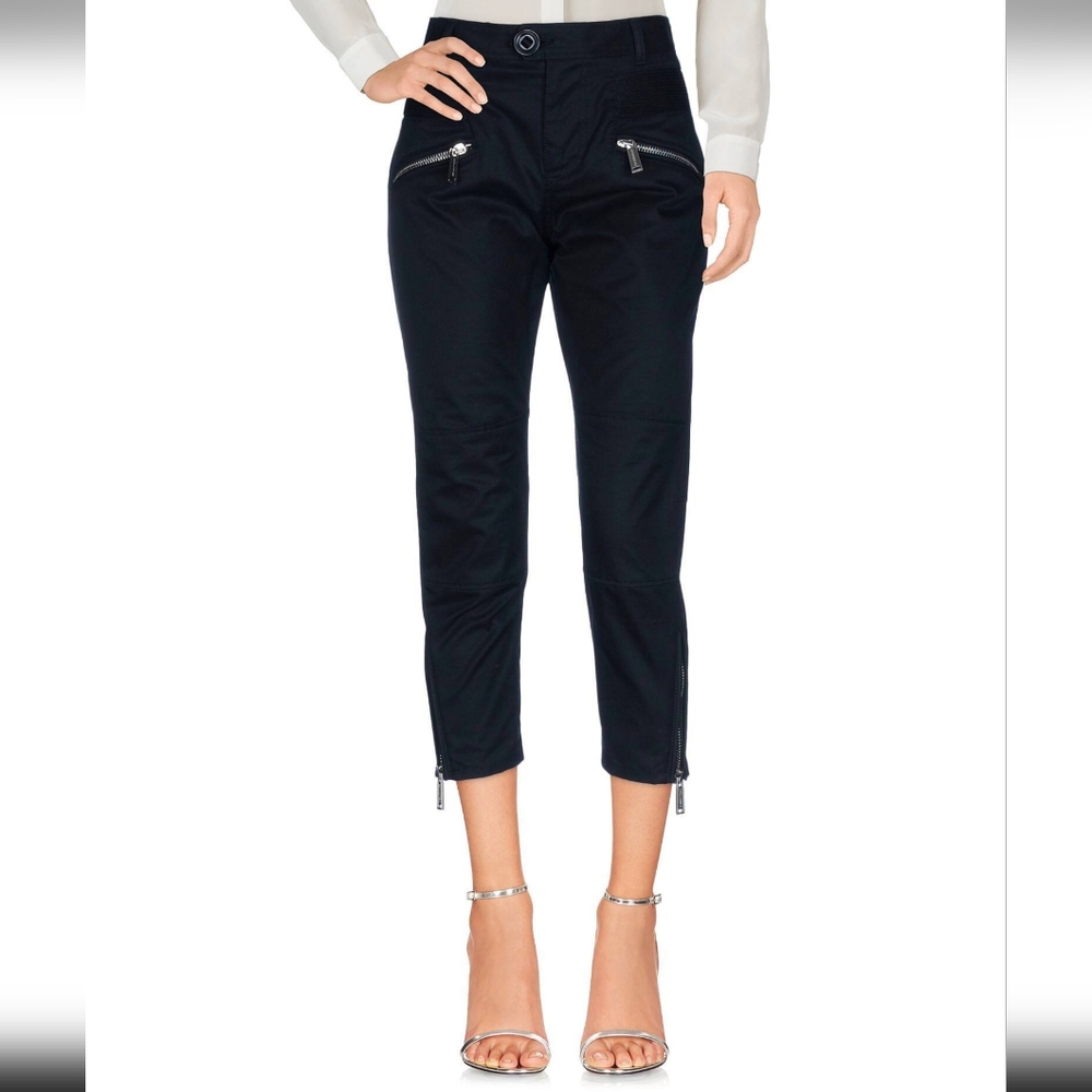 DSQUARED2 Black Cropped Pants With Silver Zippers